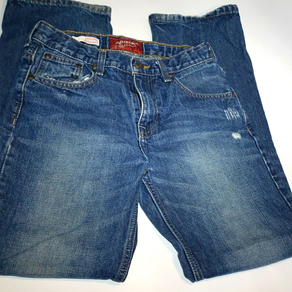 Arizona Jean Co distressed original straight leg Boys jeans.